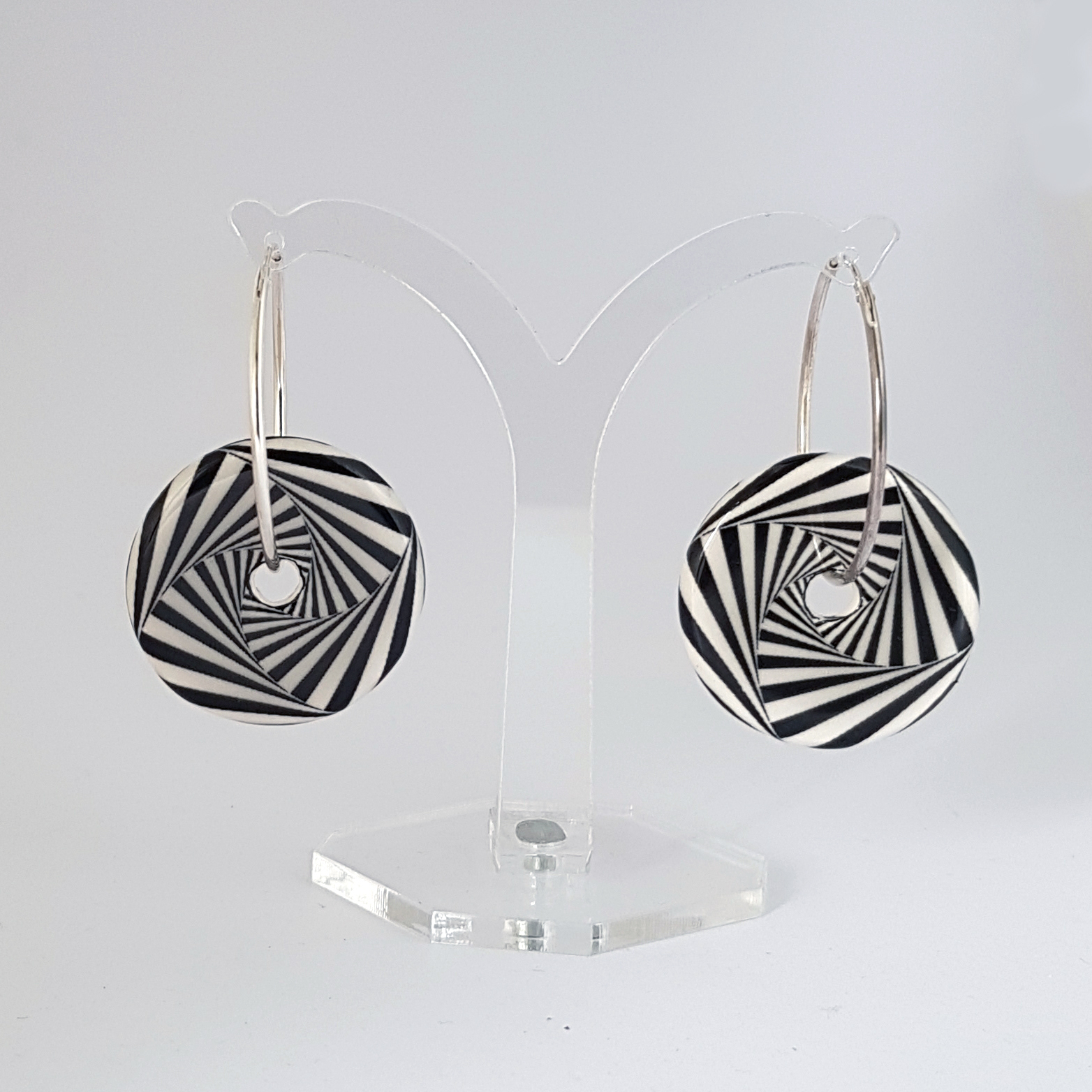 Square Swirl big hoop op art earrings